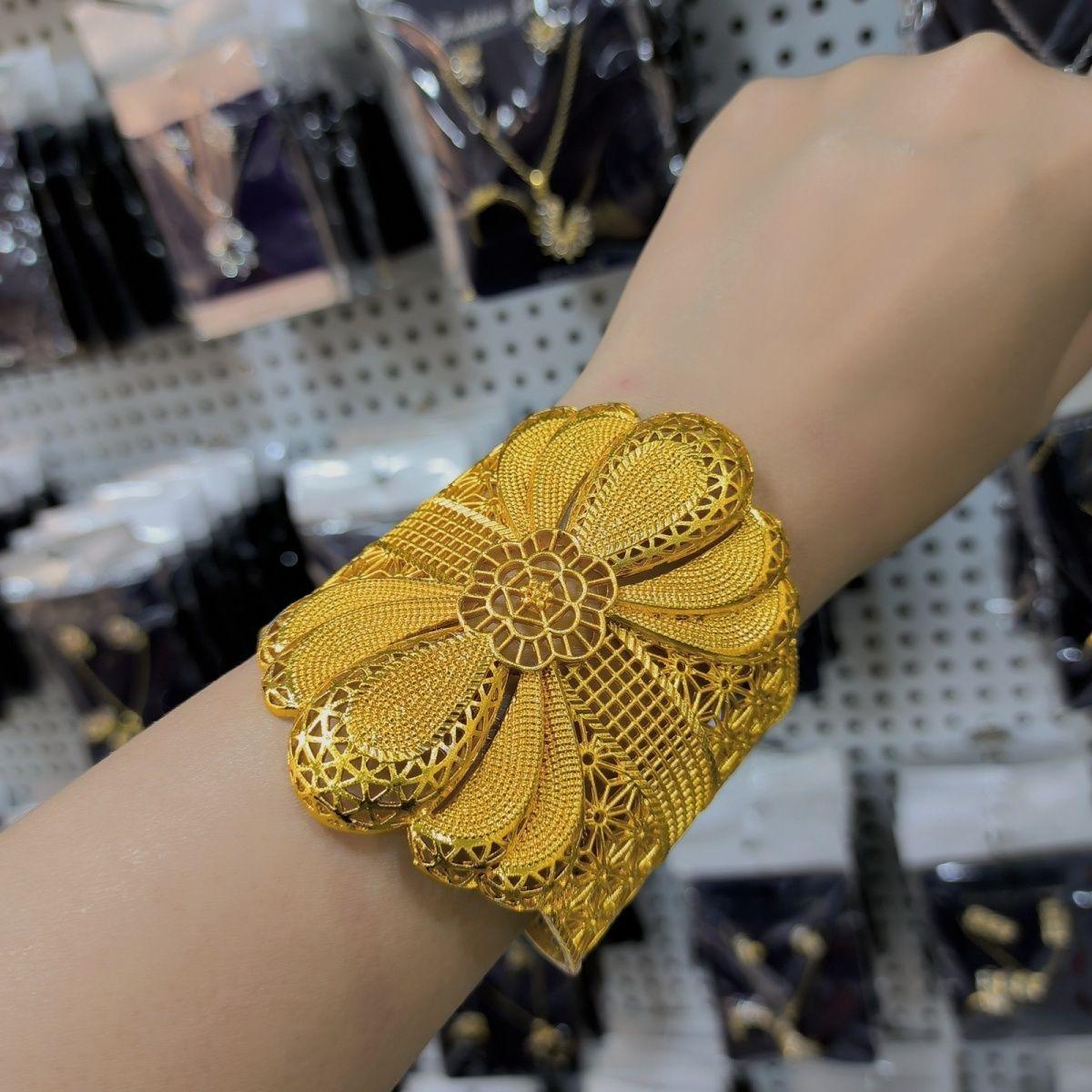 

28 стилей, 100% чистое 24-каратное золото, сверкающий национальный стиль, супер снежинка, свадебный браслет с толстым отверстием и полым отверстием