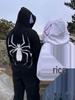 Gothic Spider Print Unisex Hoodie - Dark Sportswear, Harajuku Style, Plus Size, Zipper Sweatshirt for Couples, 2023