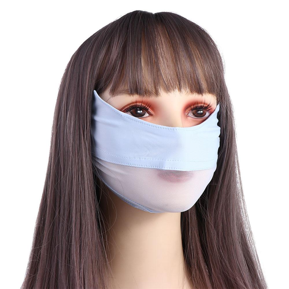For Women Mask Sun UV Protection For Men Solid Color Face Scarves Ice Silk Face Scarf Anti-uv Face Cover Sunscreen Veil