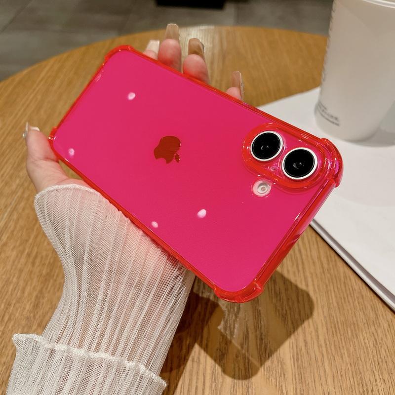 

Простой цветной прозрачный чехол для телефона TPU для iPhone 16 Pro Max 15 Pro 14 Plus 13 12 11 тонкий мягкий ударопрочный прозрачный чехол для задней крышки iPhone 16 горячий розовый