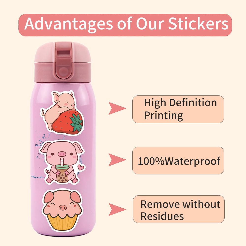 55 Pink Pig Graffiti Stickers Decorative Scooter Suitcase Notebook DIY Stickers