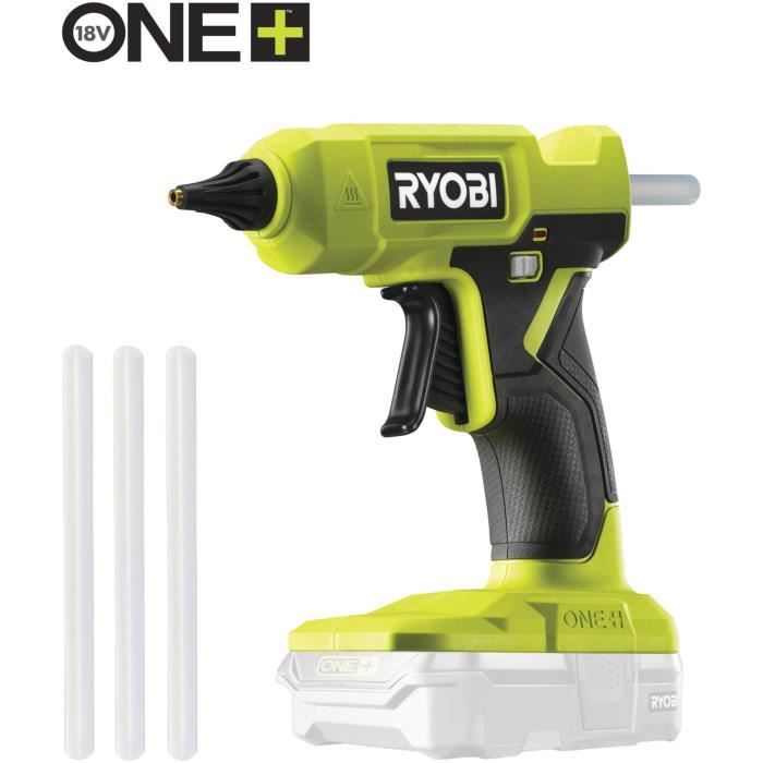 RYOBI - Pistolet à colle 18V ONE+ - chauffe en 3 min - indicateur de chauffe - diam. Bâtons 12 mm - Avec 3 de colle - RGLU18-0