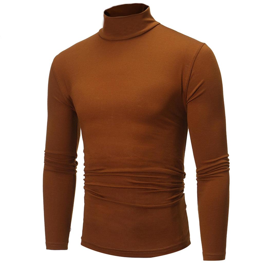 Męski sweter z golfem, slim fit, z długim rękawem, swobodny, wysoki kołnierz, pulowerowe topy, podstawowe golfy, t-shirty slim fit