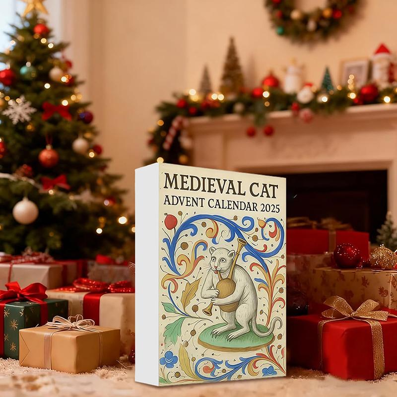 

Средневековый кошачий адвент-календарь 2025, 24-дневный рождественский календарь обратного отсчета 2025 с 24 уникальными акриловыми мини-фигурками кошек