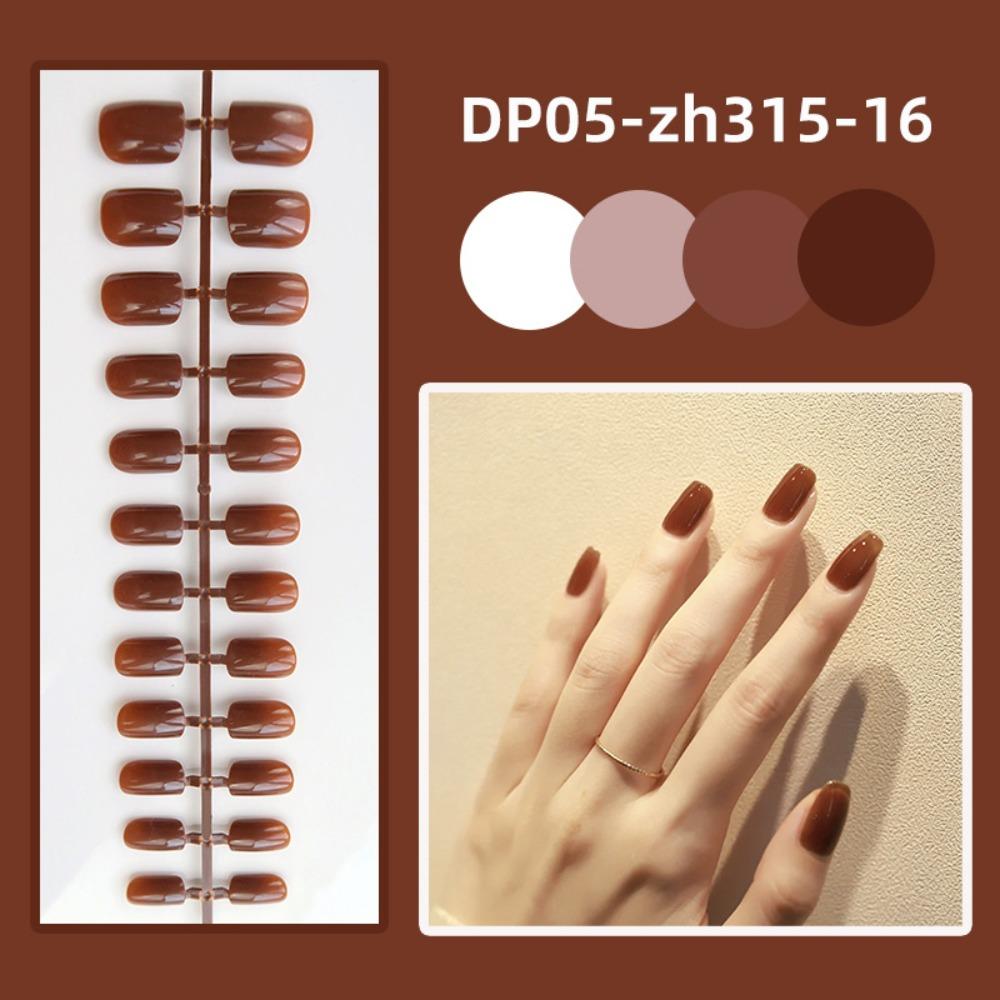 24pcs Detachable Short Square Head False Nails Solid Color Nail Tips New Press False Nails  Women