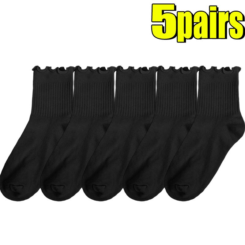 2-20pcs Women Spring and Autumn Stocking Pure Cotton Edge Stacked Socks Ins Trendy White Non Legging Sweating Socks