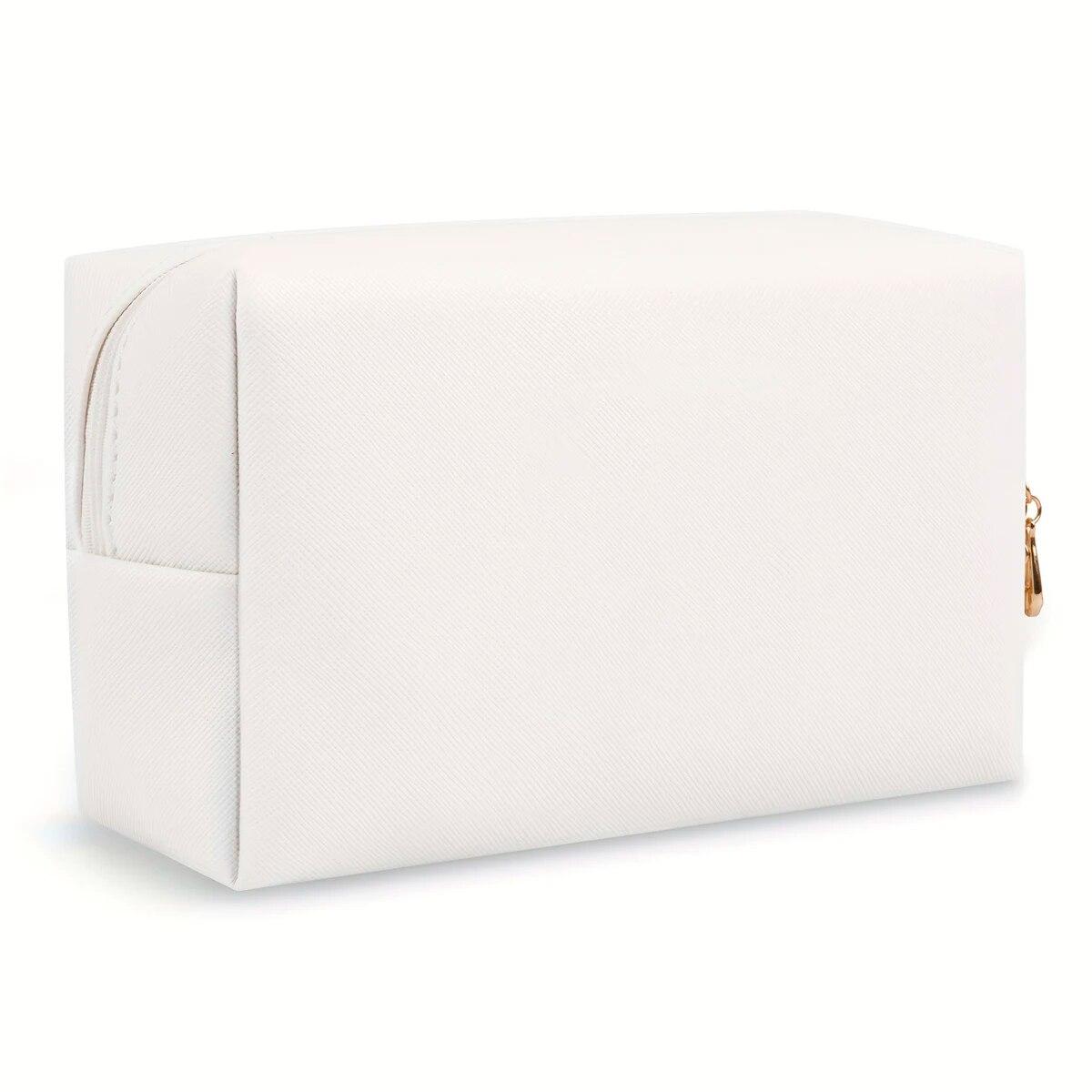 

Preppy Makeup Bag for Women Travel Toiletry Bag Chenille Letter Cosmetic Bag PU Leather Waterproof Pouch Cute ZipperOrganizer-ll