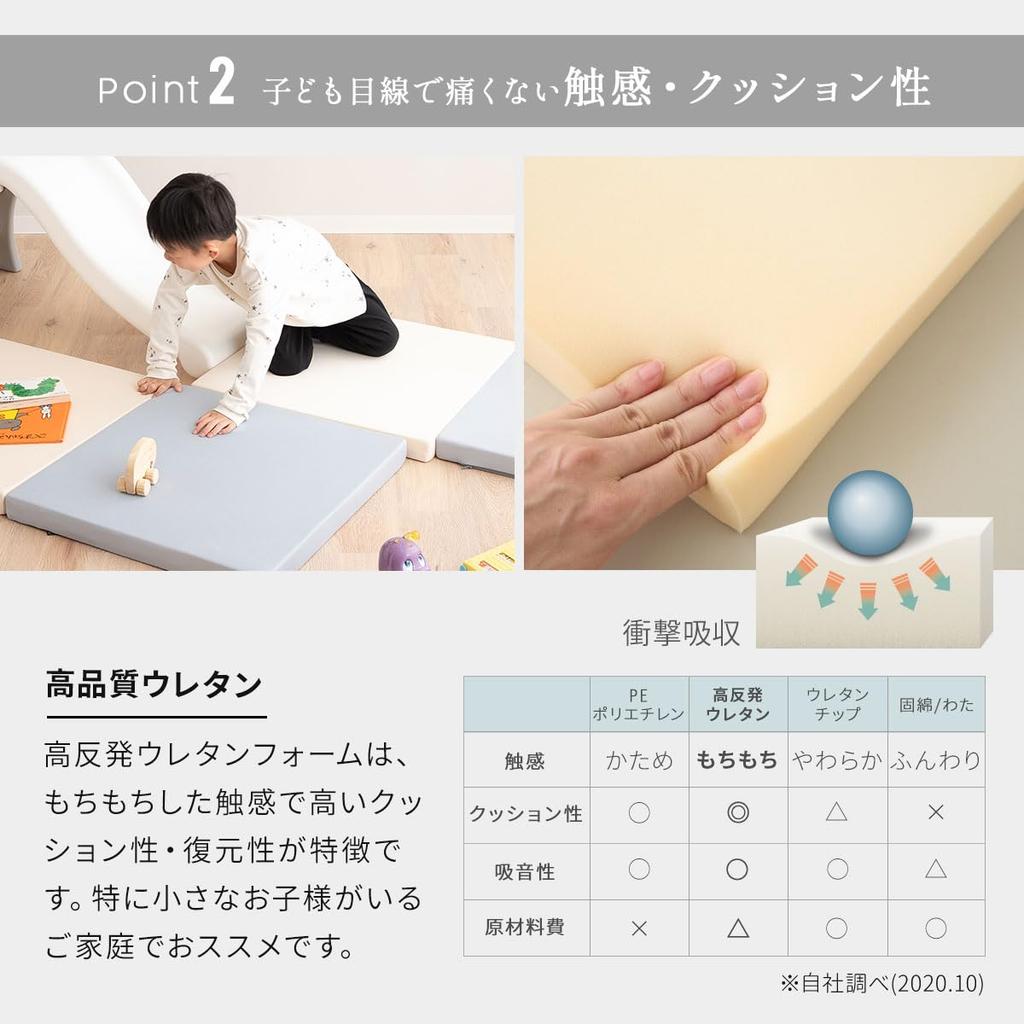 Emoor Panel Play Mat, Set of 4, 60 X 60 Cm Per Mat, Ivory X Gray