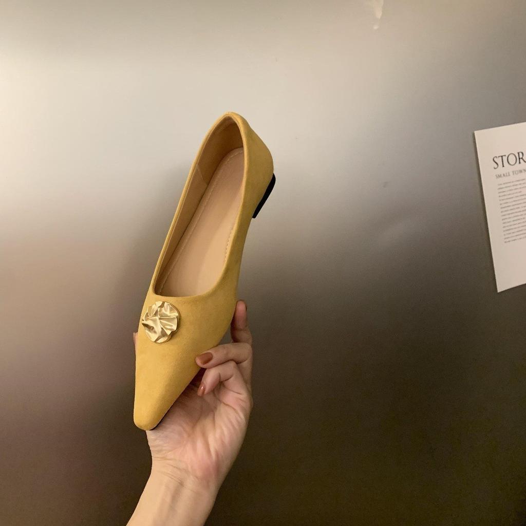 Hongkong neue Mode spitze Zehen flache Schuhe mit flachem Ausschnitt Damen vielseitige Oma-Schuhe flache Slipper einzelne Schuhe