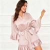 New Ice Silk Bathrobe Sexy Imitation Silk Loungewear Can Be Worn Outside Underwear Nightgown Women's Summer