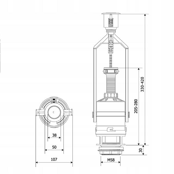 Valvola di Scarico per Cassetta + Kit di Riparazione Universale per Cersanit Roca