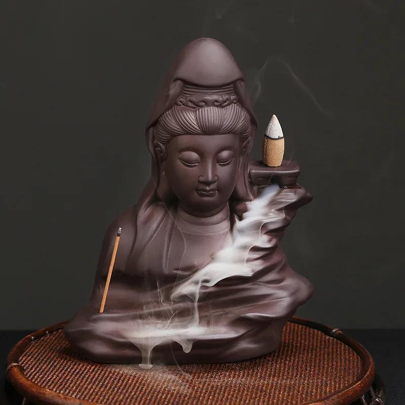 

Lucky FengShui Avalokitesvar Handicrafts Buddha Waterfall Backflow Censor Home Decor Подставка для благовоний Керамическая курильница