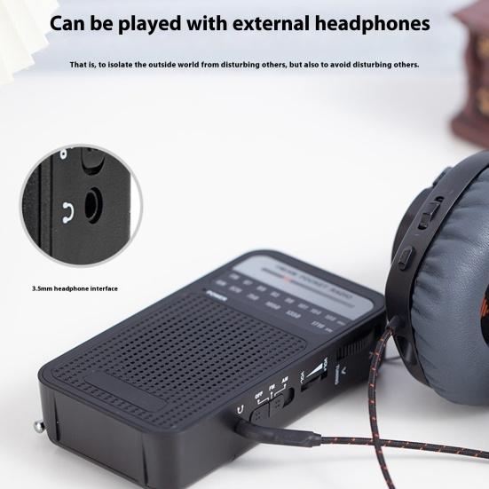 Portable AM/FM Radio with Speaker Clear Stereo Sound Battery Powered Handheld Radio with 3.5mm Headphone Jack