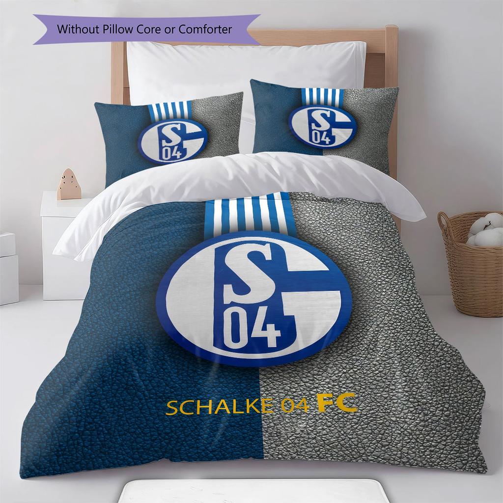 Biancheria da letto con motivo FC Schalke 04, Set piumone Copripiumino Federa Regalo di Compleanno per la Casa(1 * copripiumino + 2 * federa, senza nucleo)