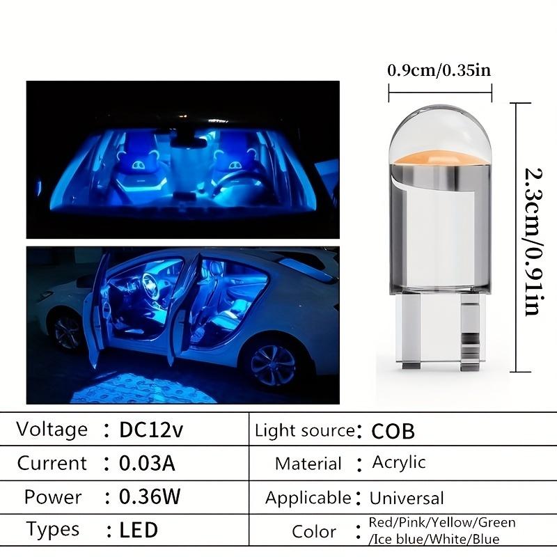 10pcs New 2023 W5W T10 LED Car Interior Bulb 12V Acrylic 6000K 7 Color Wedge Dome Indicator Reading Light Bulbs - Multipurpose