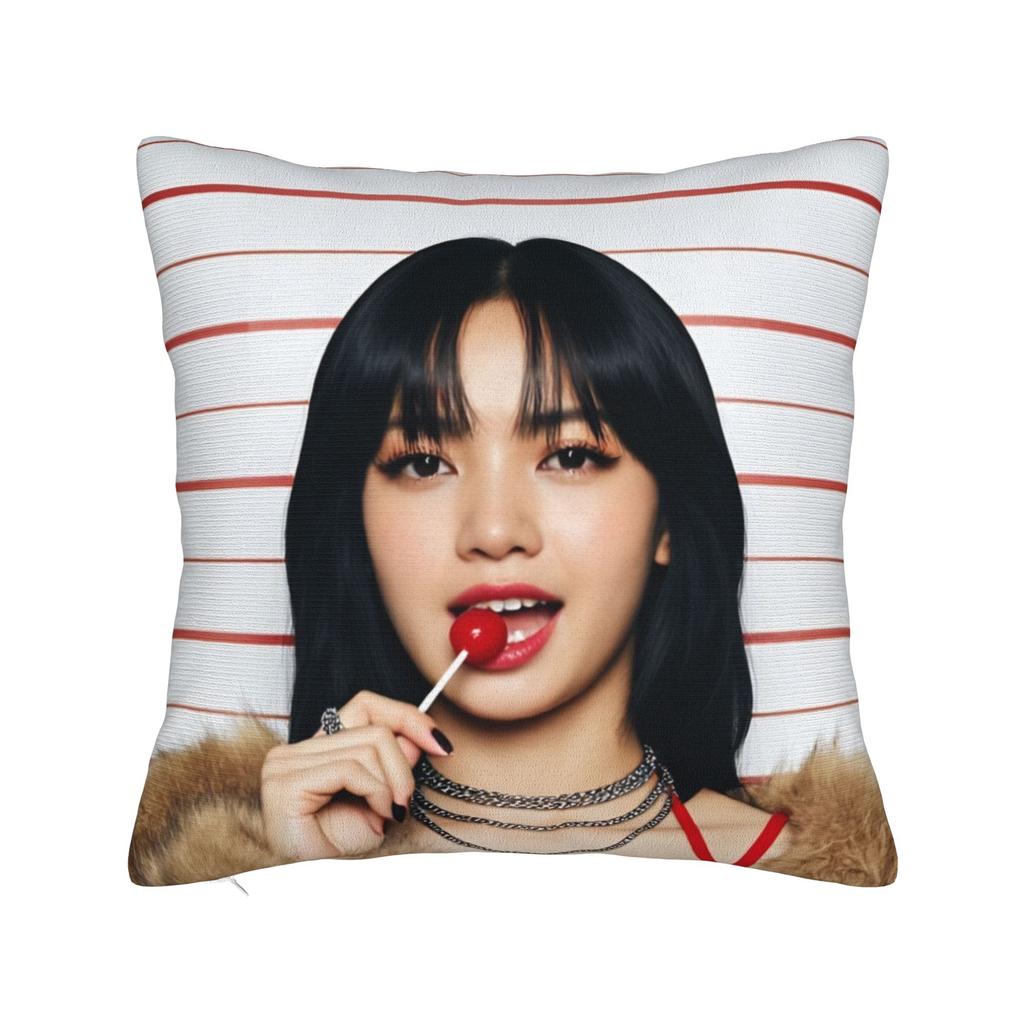 Kpop Style Cool Girl Lisa Pillow Case Vintage Pillow Cover Comfy Pillowcases For Living Room Sofa