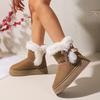 Fashion Comfortable Fashion Casual Flocking Winter Warm Ankle Length Snow Boots Women Shoes 2025 Bow Tie Thicken Female Boots Ladies