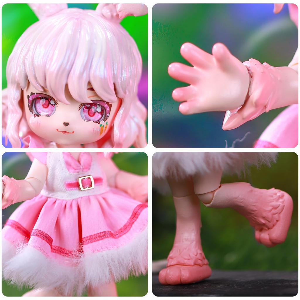 ICY Fortune Days 14cm Bjd Doll - Beast Series Doll Set, Made of PVC&ABS, Perfect for Gifts, Decoration, DIY Exercise, Collection, Girl Doll (rabbit)