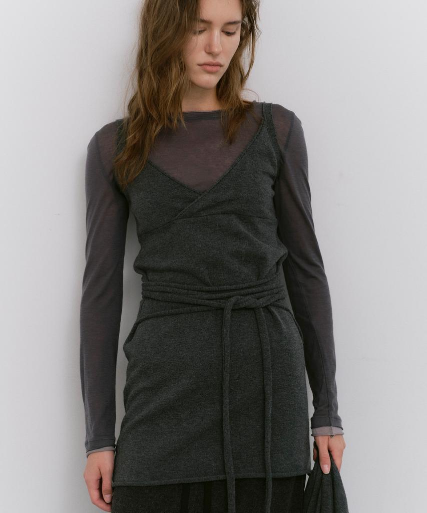 CACELE Raw Cut Strap Dress, Charcoal