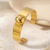 18K Gold Plated Wide Band Open Cuff Bracelet with Exaggerated Round Ball Design