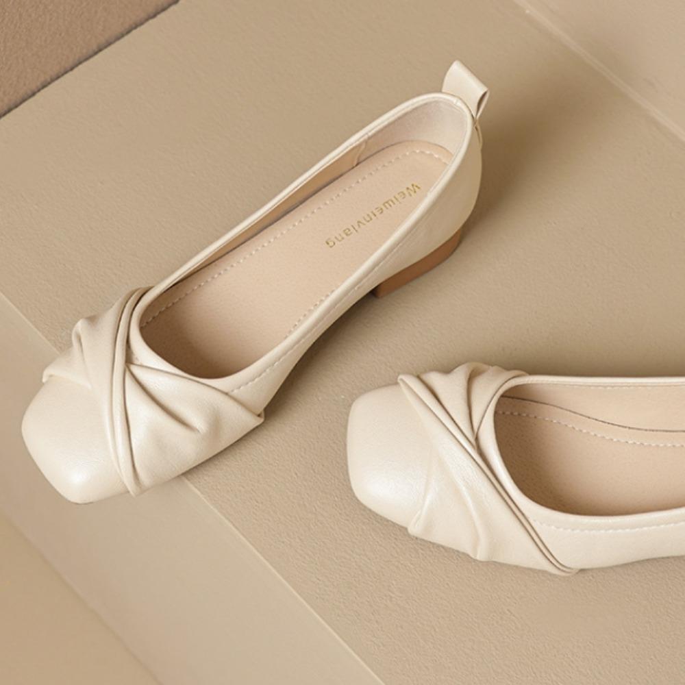 Schuhe für Damen Dicke Absätze Einzelne Schuhe Damenweite Absätze Sommer Flache Öffnung Niedriger Absatz Weiche Sohle Große Größen Damenschuhe