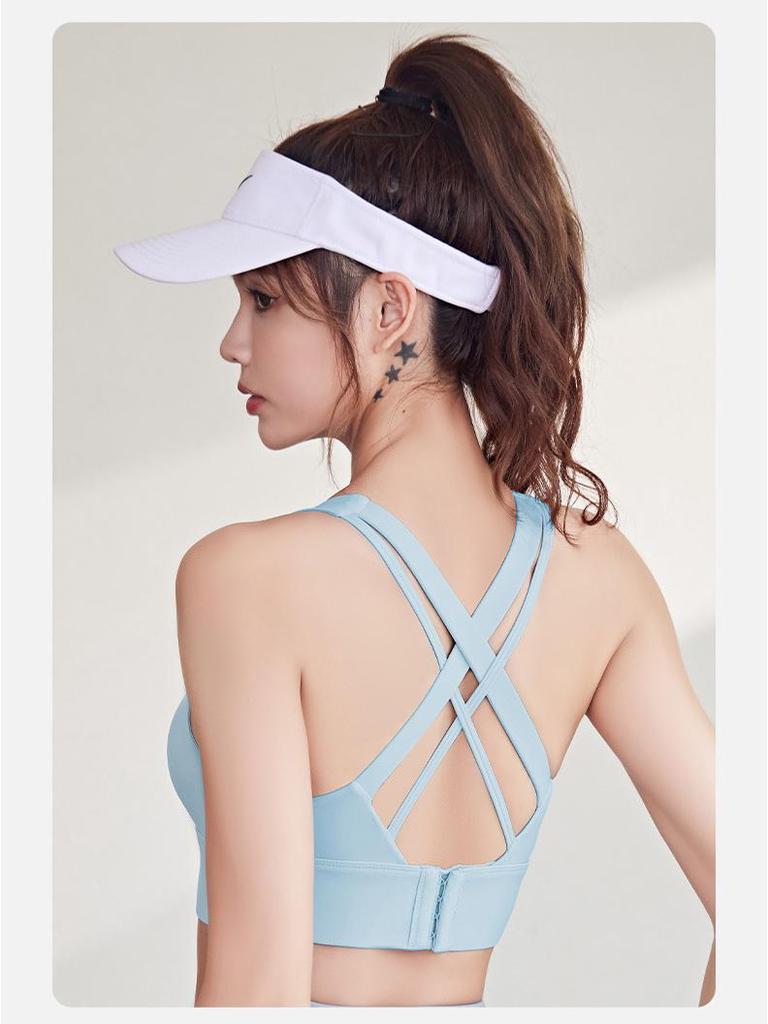 Nahtloser stoßfester Sport-BH mit hohem Aufprallschutz und schönem Rückendesign für Damen