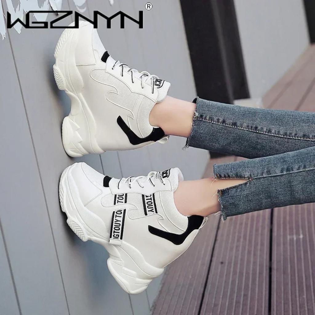 NEW Luxury High Quality Chunky Platform Outdoor Sneakers Women Super High Heels Casual Shoes Woman Height Increasing Boot Mujer