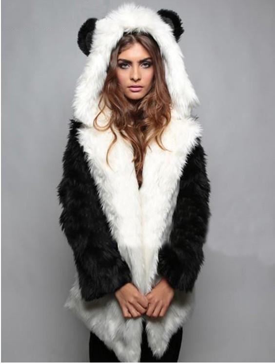 Winter European and American new fox hair hooded collar trendy women's imitation fur coat