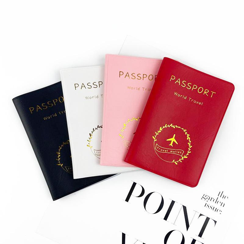 Travel Accessories Leather Passport Holder Letter Print Passport Case Travel Id Card Holder Plane Ticket Holder Passport Covers