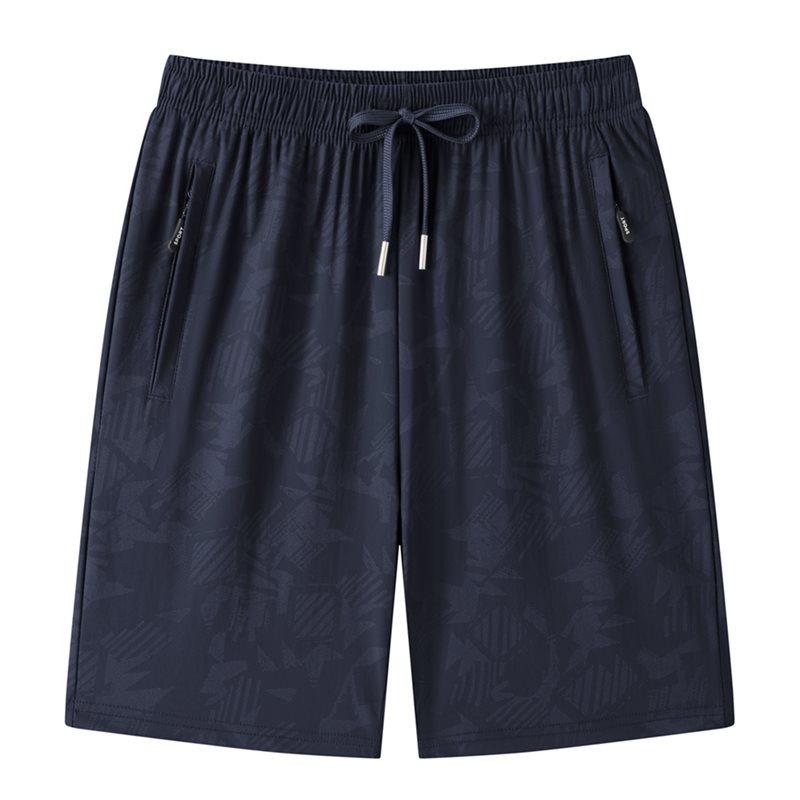 Plus Size Men's Ice Silk Breathable Bermuda Shorts - Summer Loose Fit with Drawstring.
