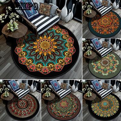 Ethnic Style Circular Carpet European Large Area Living Room Rugs Bedroom Decorative Carpets Study Non-slip Mats