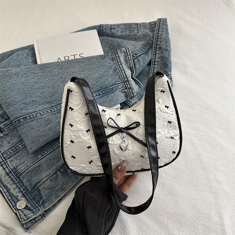 Niche Design Bow Underarm Bag Women's New Handbag Fashion Shoulder Messenger Bag Sweet Baguette Bag