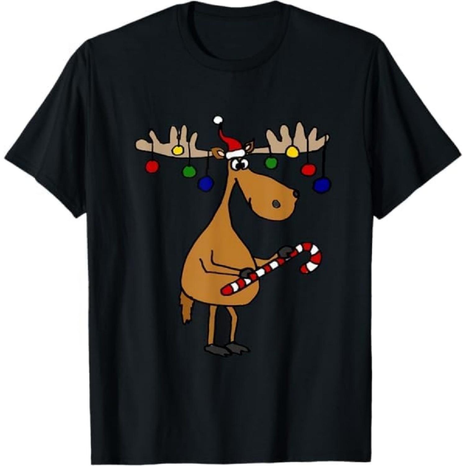 Funny Christmas Moose T-Shirt TRU Mens Womens Tank Top Sweatshirt Hoodie Longsleeve Black S