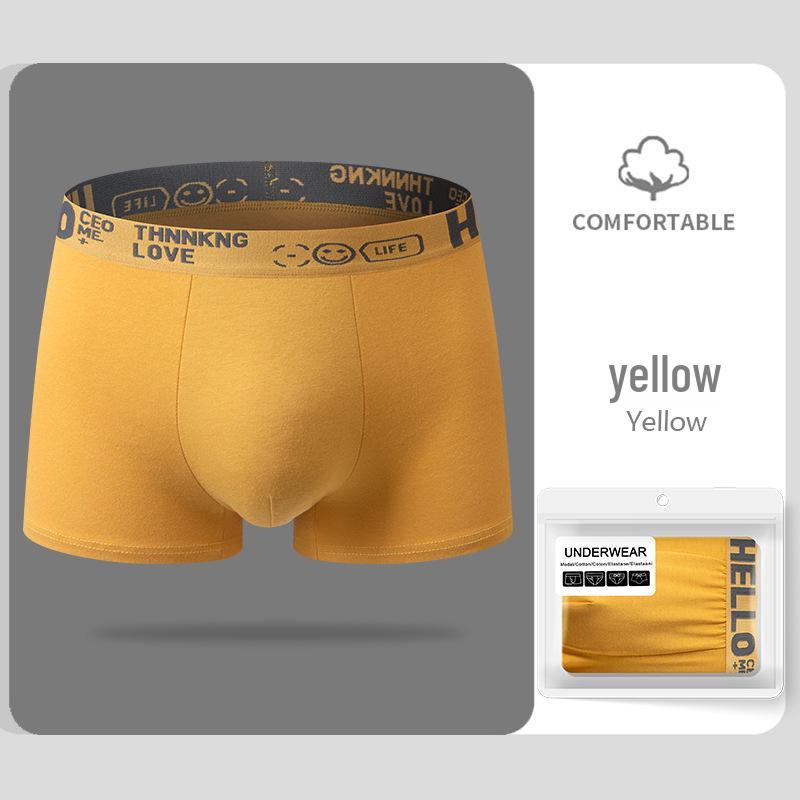 Pánské spodní prádlo ze 100% čisté bavlny se středně vysokým pasem s pasovkou HELLO a grafénovým klínem - Prodyšná jednobarevná varianta na podzim