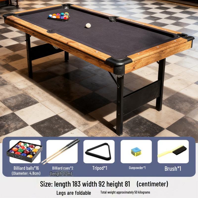 Foldable 2-in-1 Kids Pool & Ping Pong Table - Indoor American Black Eight Style
