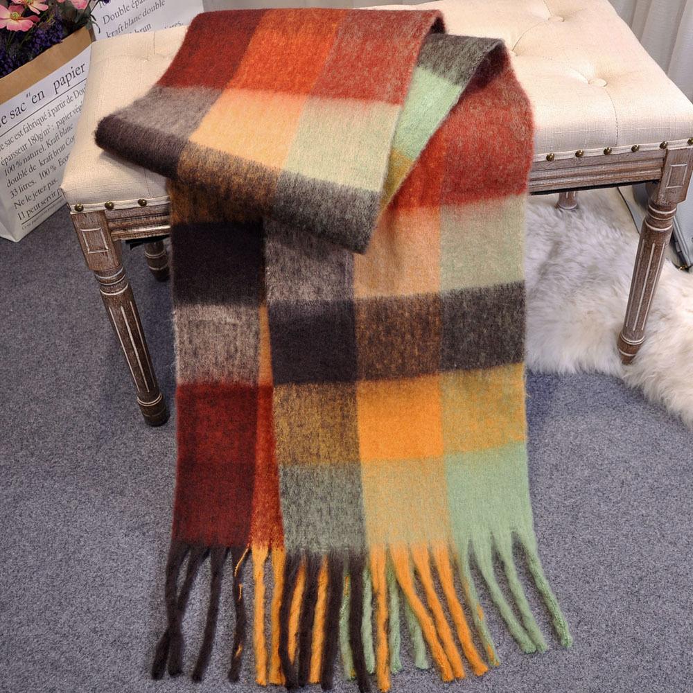 Cashmere Shawls In Autumn and Winter Fashion Colored Chequered Scarf Warms Students Men and Women Thicker Tassel Plaid Scarves