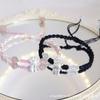 Cat Paw Couple Bracelet: Chinese Style Unisex Woven Lucky Bead Hand Ornament