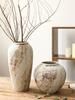French Retro Wabi-Sabi Style High-End Ceramic Vase Jingdezhen Pot Living/Dining/Bedroom/Office Flower Arrangement Decor Dried
