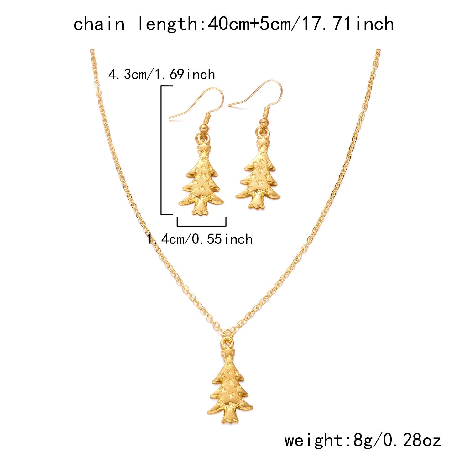 

Christmas Tree Gold Plated Necklace Cute Cartoon Snowman Pendant Necklace Earring Set For Women Xmas Party Jewelry Gift