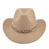 Cowboy Vintage Jazz Hat Gold-plated Chain Woolen Hat Felt Vintage Imitation Sheep Hat Cowboy Hat No