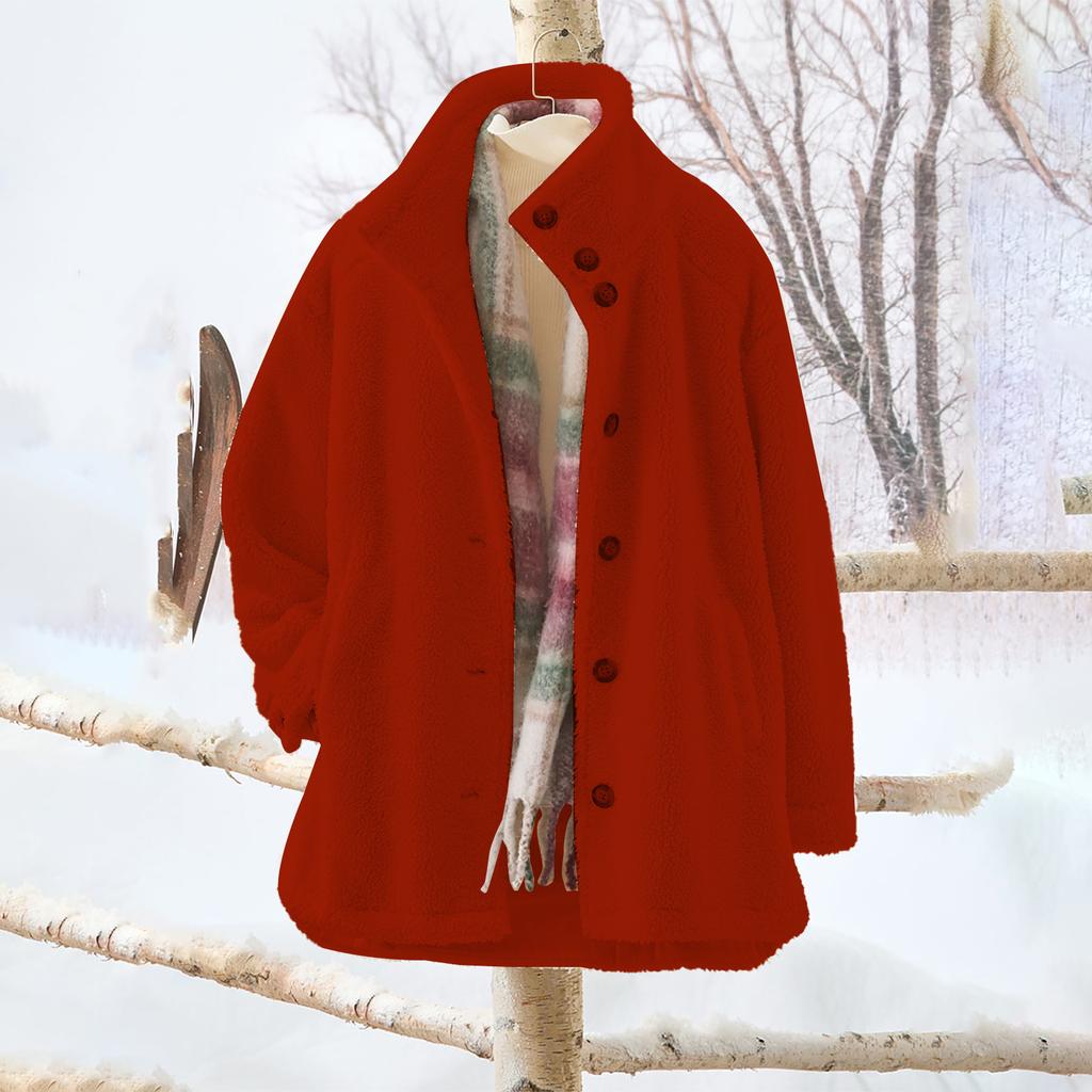 Women's Oversized Cardigan Sweatshirt With Button-Down Collar In Solid Color