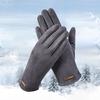 1 Pair Winter Padded Warm Gloves Solid Color Touch Screen Design Windproof Wear Resistant Riding Ski Gloves for Women