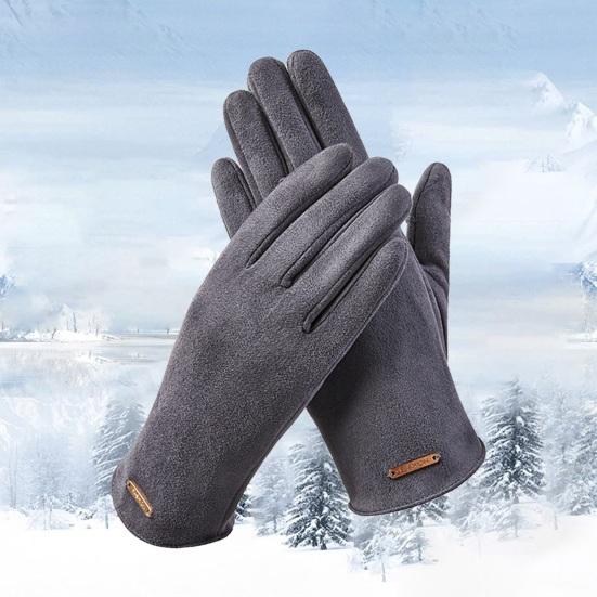 1 Pair Winter Padded Warm Gloves Solid Color Touch Screen Design Windproof Wear Resistant Riding Ski Gloves for Women