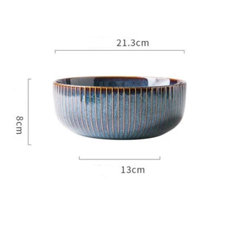 Nordic Style Kiln Glazed Ceramic Rice Salad Bowl Soup Bowl Round Dish Dinner Plate Tableware
