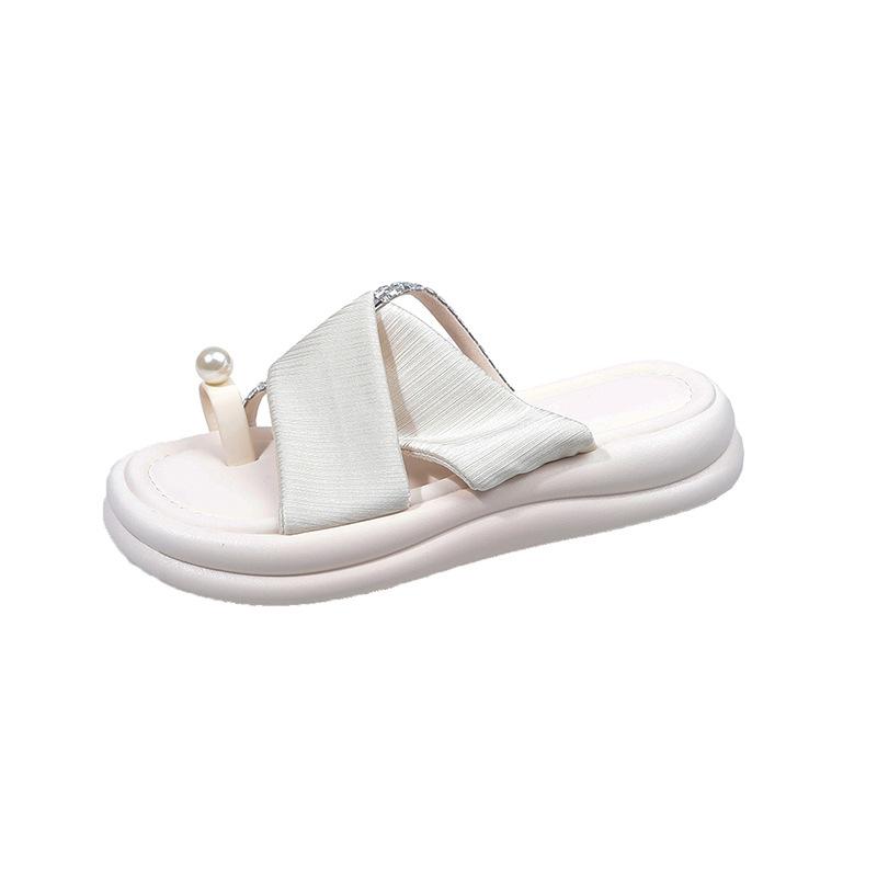 Thick-soled Slippers Women's 2025 Summer New Korean Version Outer Wear Niche Metal Flower Cover Toe Fashion Open-toed Cool Slippers