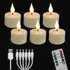 FPOO LED Candle USB Rechargeable Led Tea Light Set With Flashing Flameless Timed Remote Control Birthday Home Decoration Candles