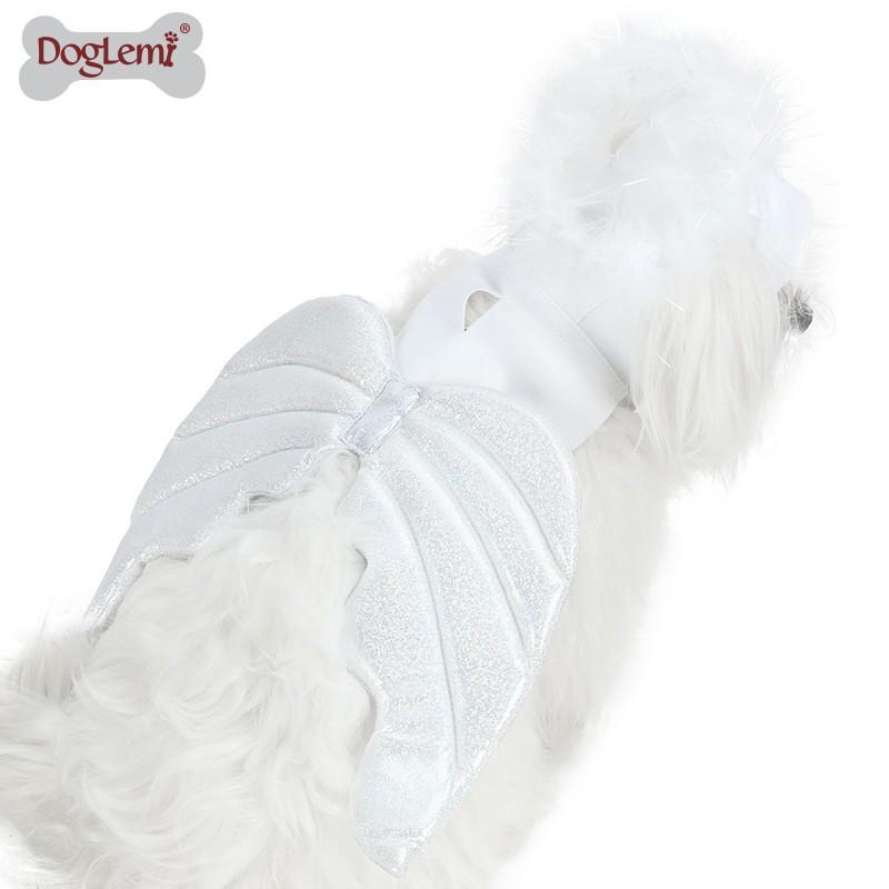 Pet Costume Dogs Halloween Christmas White Angel Outfit Festive Dress Up S M L