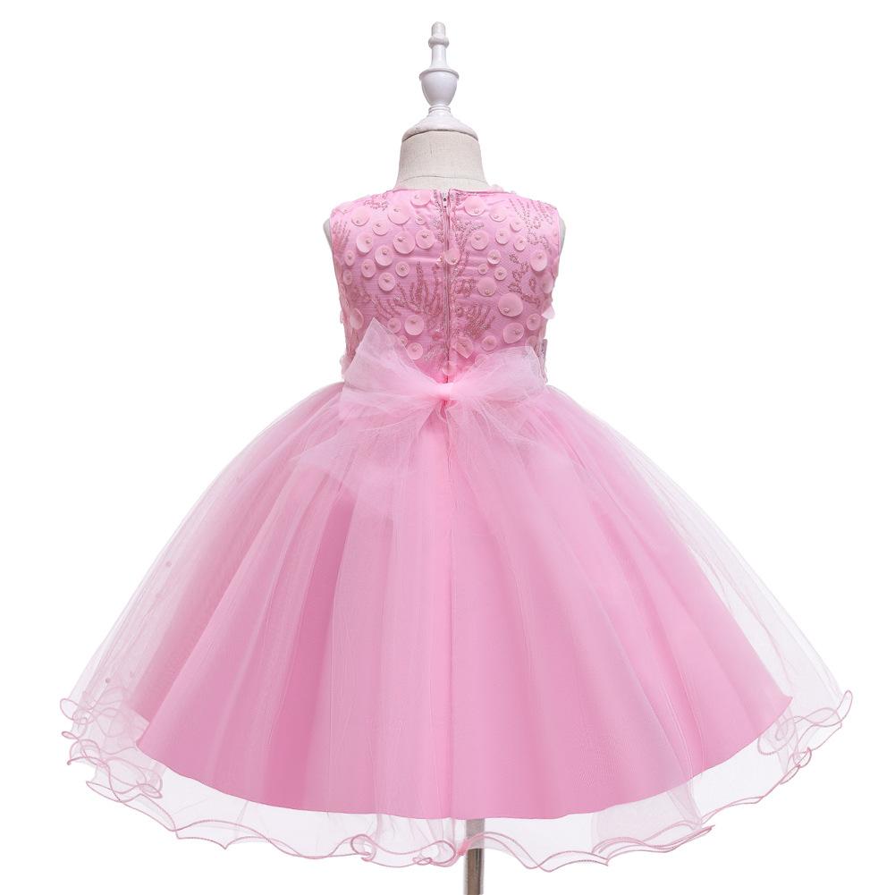Bead Night Dress for Kids Bow Knee Length Birthday Dress for Girls  Multi-Layer Mesh for Girl Dresses Buy cheaply on Joom