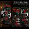 Halloween Gothic Rose Skeleton Hourglass Building Blocks Flower Skull Sand Clock Desktop Decor Bricks Toys Valentine Day Gifts