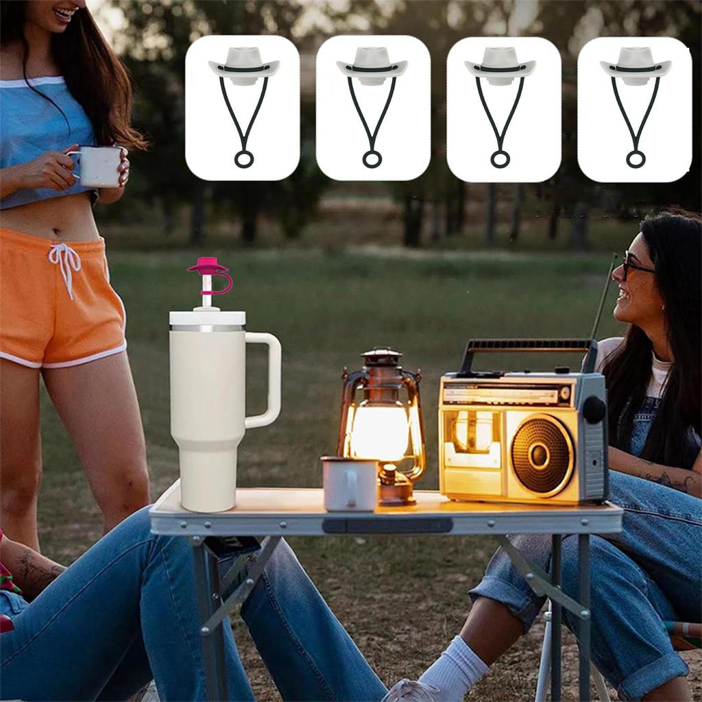 4 Pieces Cowboy Hat Cover Cap for 6mm-10mm, Cowgirl Silicone Topper Protector Lid, Cute Funny